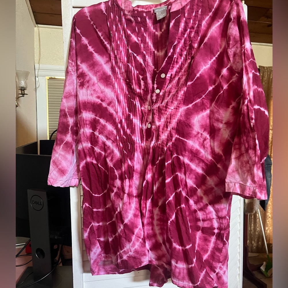 CHICO Women's Pink Tie-Dye Top - Picture 3 of 8